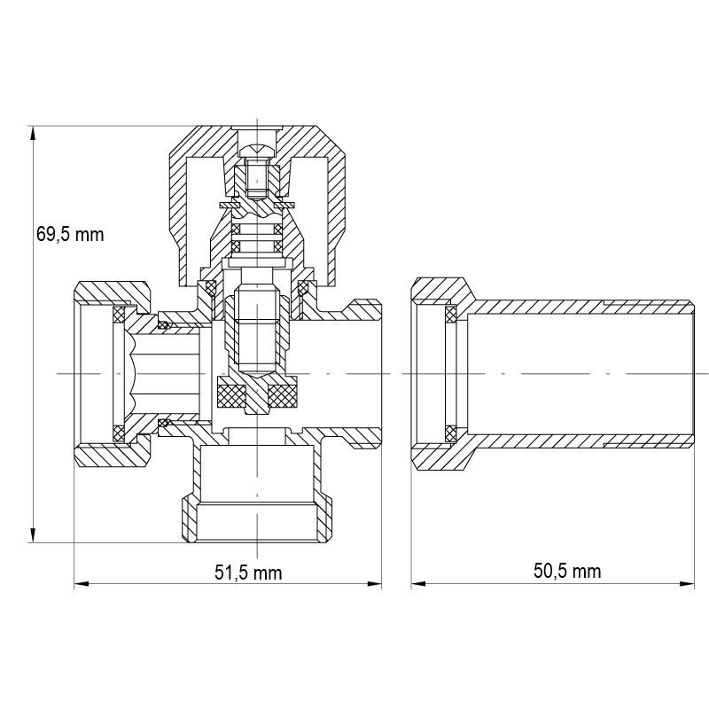 VENTIL, KR.521 3/4"×3/4"×3/4" | KR.521 3/4"×3/4"×3/4" PROCRAFT - PŘÍSLUŠENSTVÍ (KOHOUTY, ŠROUBENÍ,...) - SANITA