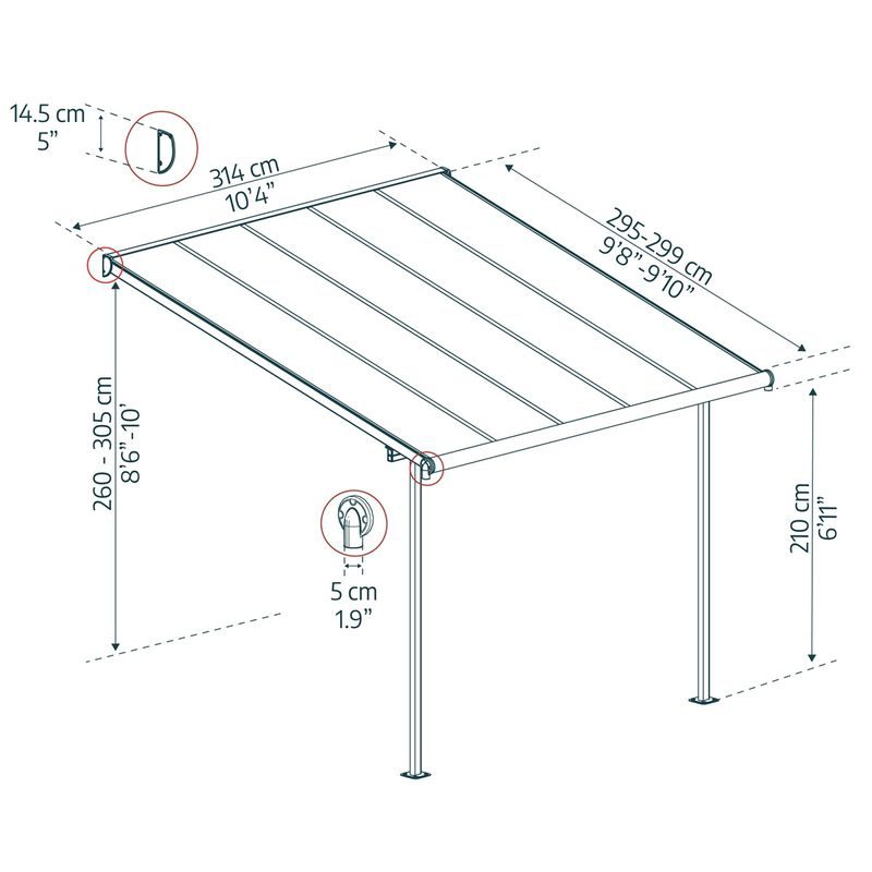 PALRAM - CANOPIA CAPRI 3000 ANTRACIT 3 X 3 HLINÍKOVÁ (MONTOVANÁ) PERGOLA - PERGOLY - DŮM A DOMÁCNOST, ELEKTRO..