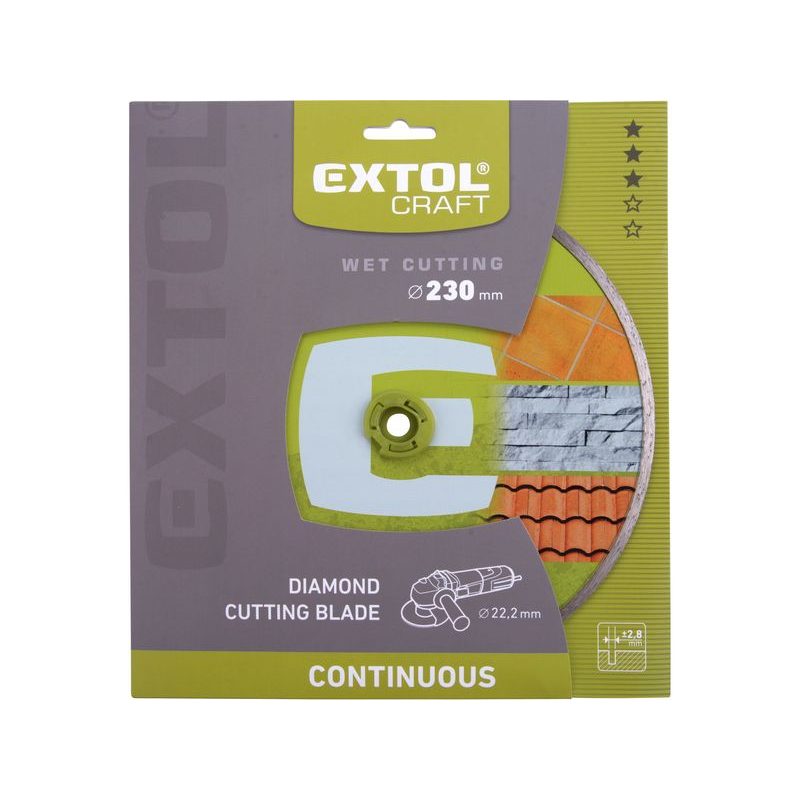 EXTOL CRAFT KOTOUČ DIAMANTOVÝ ŘEZNÝ CELOOBVODOVÝ - MOKRÉ ŘEZÁNÍ, O 230X22,2X2,8MM, 108835 - DIA KOTOUČ 230 MM - PŘÍSLUŠENSTVÍ