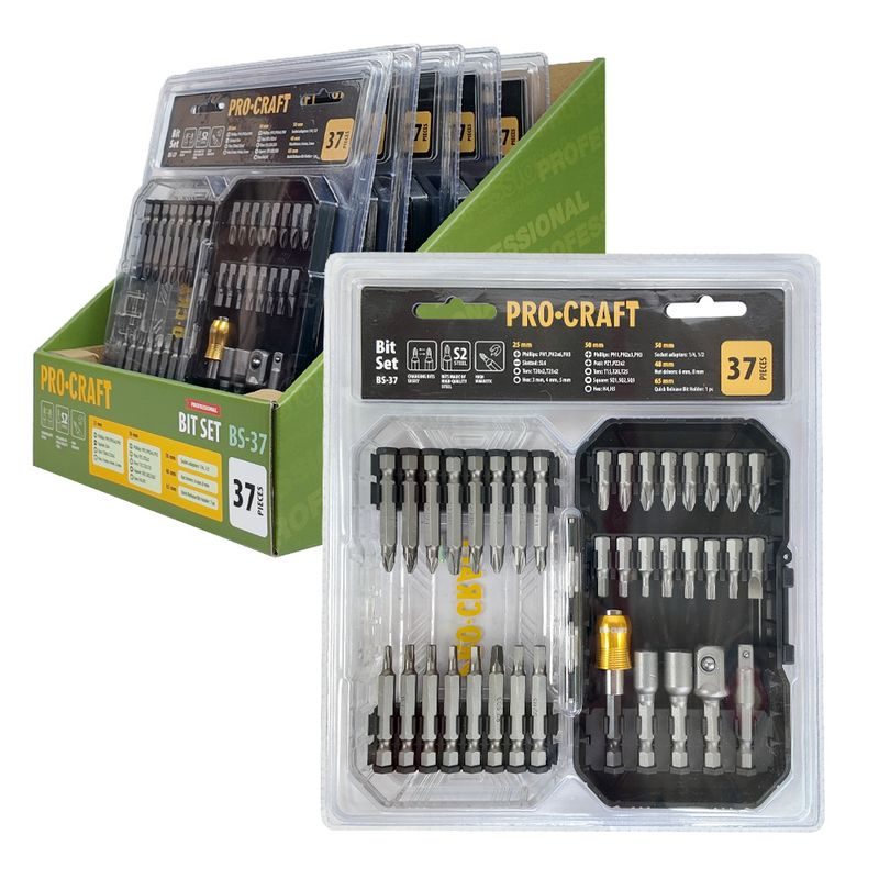 AKU VRTACÍ ŠROUBOVÁK PROCRAFT PA18LIH SE SADOU BITŮ BS-37 | SPA18LIH-1B-C/BS-37 PROCRAFT - AKU ŠROUBOVÁK 18V - 20V - AKU NÁŘADÍ