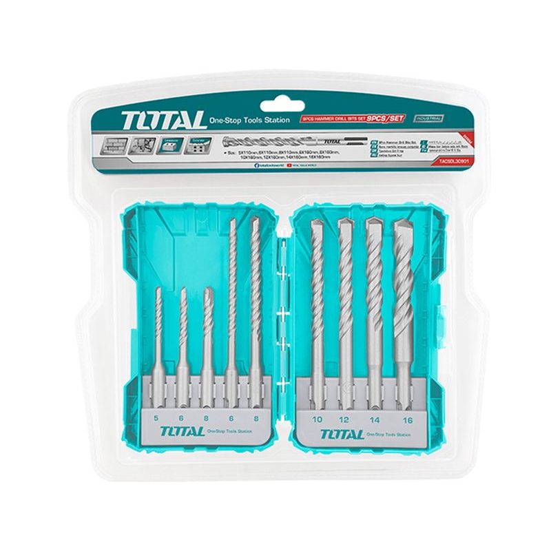 TOTAL VRTÁKY, SADA 9KS, SDS PLUS, INDUSTRIAL, TACSDL30901 - SADY VRTÁKŮ SDS PLUS - PŘÍSLUŠENSTVÍ