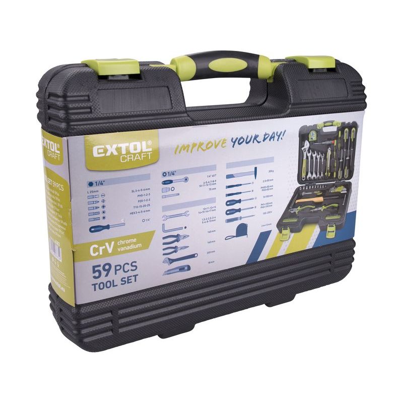 EXTOL CRAFT SADA NÁŘADÍ 59KS, 1/4", CRV, 6583 - SADY NÁŘADÍ - RUČNÍ NÁŘADÍ