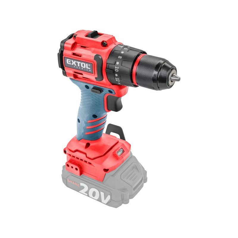 EXTOL PREMIUM VRTACÍ ŠROUBOVÁK AKU S PŘÍKLEPEM SHARE20V, BRUSHLESS, BEZ BATERIE A NABÍJEČKY, 8891807 - PŘÍKLEPOVÝ ŠROUBOVÁK BEZ AKU - AKU NÁŘADÍ
