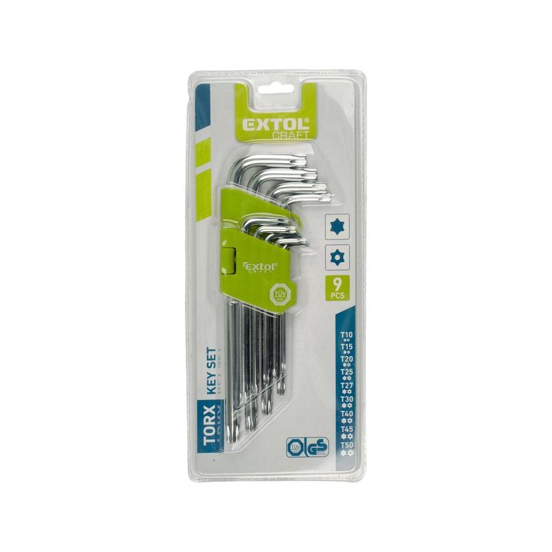 EXTOL CRAFT L-KLÍČE TORX, SADA 9KS, T 10-50, 66011 - L - KLÍČE - RUČNÍ NÁŘADÍ