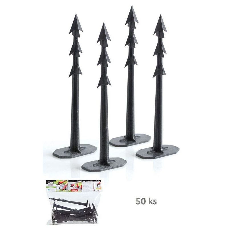 KOLÍKY UPEVŇOVACÍ HARPOON PEG 209MM, ČERNÉ, 50KS V BALENÍ - ZAHRADNÍ TEXTILIE, TKANINY - ZAHRADA