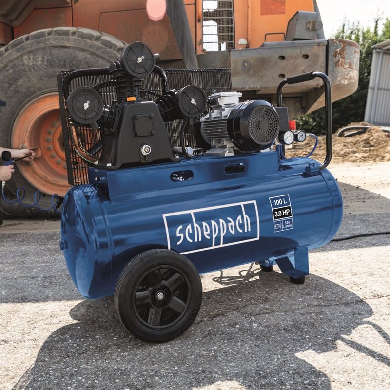 SCHEPPACH HC 550 TC OLEJOVÝ TŘÍVÁLCOVÝ ŘEMENOVÝ KOMPRESOR 100 L - OLEJOVÉ KOMPRESORY - PNEU NÁŘADÍ