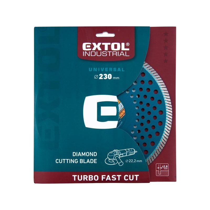 EXTOL INDUSTRIAL ZRUŠENO! NAHRAZENO VÝROBKEM 8703065 KOTOUČ DIAMANTOVÝ ŘEZNÝ, TURBO FAST CUT, SUCHÉ I MOKRÉ ŘEZÁNÍ, O 230X22,2X2,8MM, 8703055 - DIA KOTOUČ 230 MM - PŘÍSLUŠENSTVÍ