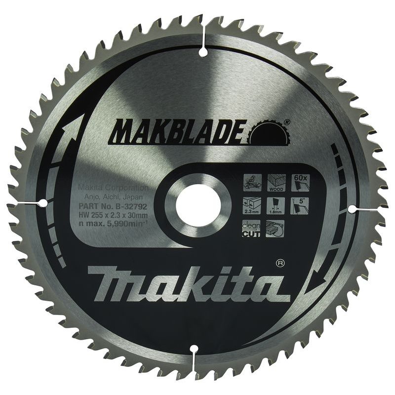 MAKITA B-32792 - KOTOUČ PILOVÝ DŘEVO MAKBLADE 255X2.3X30MM 60Z = OLD B-09014 - PILOVÉ KOTOUČE - MAKITA-SHOP