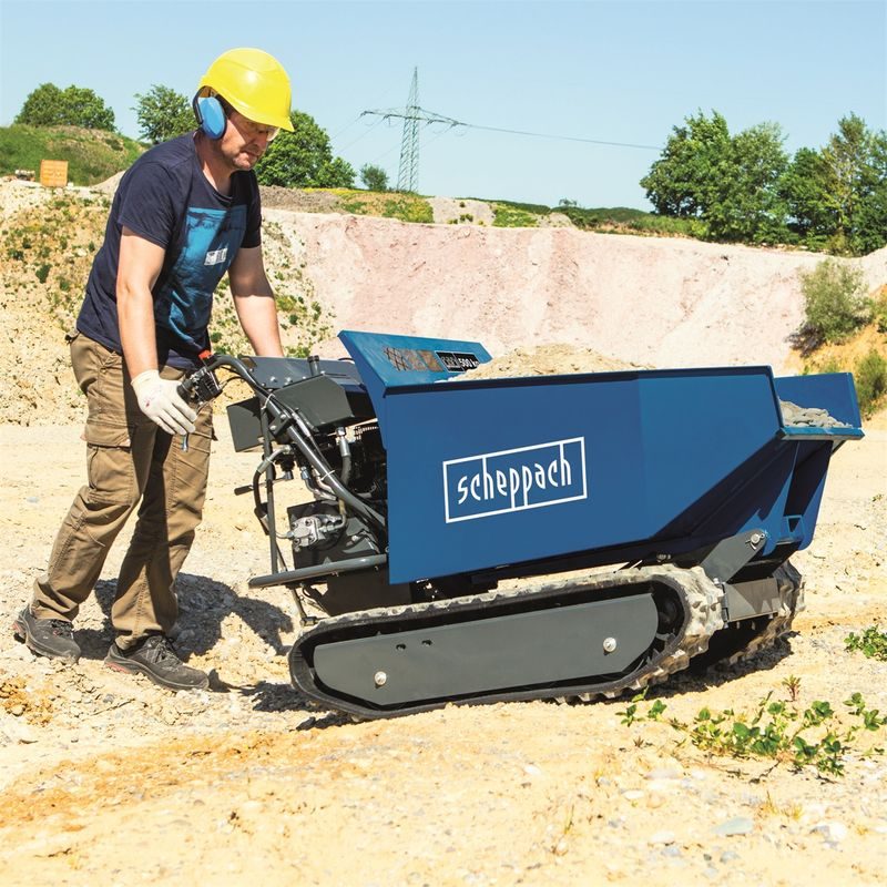 SCHEPPACH DP 5000 PÁSOVÝ PŘEPRAVNÍK 500 KG S HYDRAULICKÝM SKLÁPĚNÍM KORBY - MOTOROVÉ A AKU VOZÍKY, KOLEČKA, MINIDUMPER - STAVEBNÍ TECHNIKA