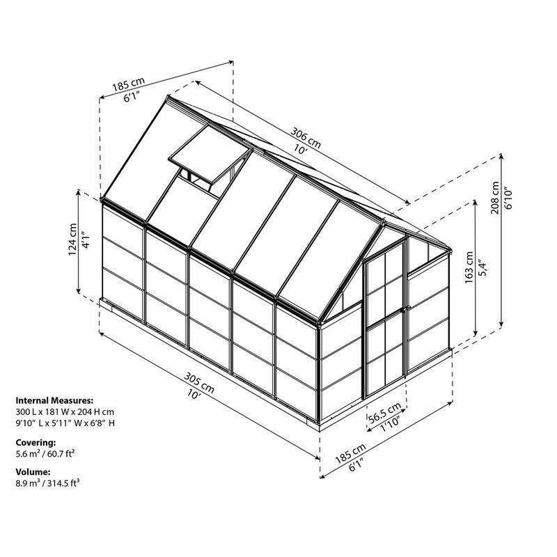 PALRAM - CANOPIA HYBRID 6X10 POLYKARBONÁTOVÝ SKLENÍK - SKLENÍK, FOLIOVNÍK - ZAHRADA