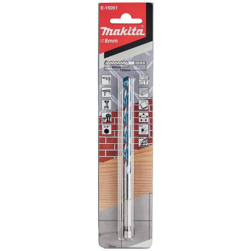 MAKITA E-15051 - VRTÁK PRO MULTIMATERIÁL TCT STOPKA ŠESTIHRAN 1/4´´ 8X150MM - VRTÁKY DO KOVU - PŘÍSLUŠENSTVÍ