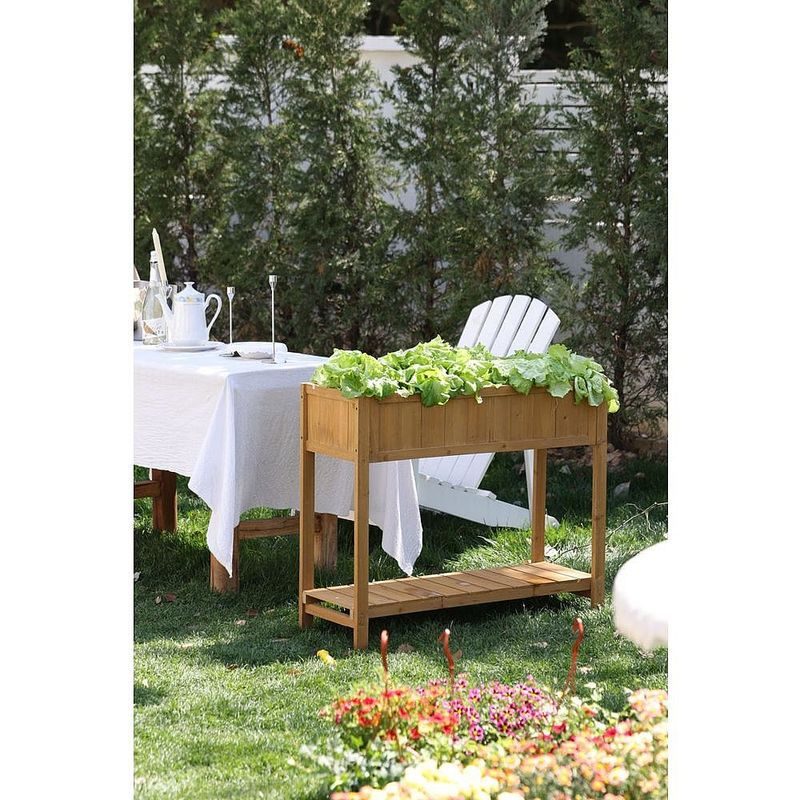 ZÁHON VYVÝŠENÝ 89X33X76CM, DŘEVO, S POLICÍ - VYVÝŠENÉ ZÁHONY - ZAHRADA