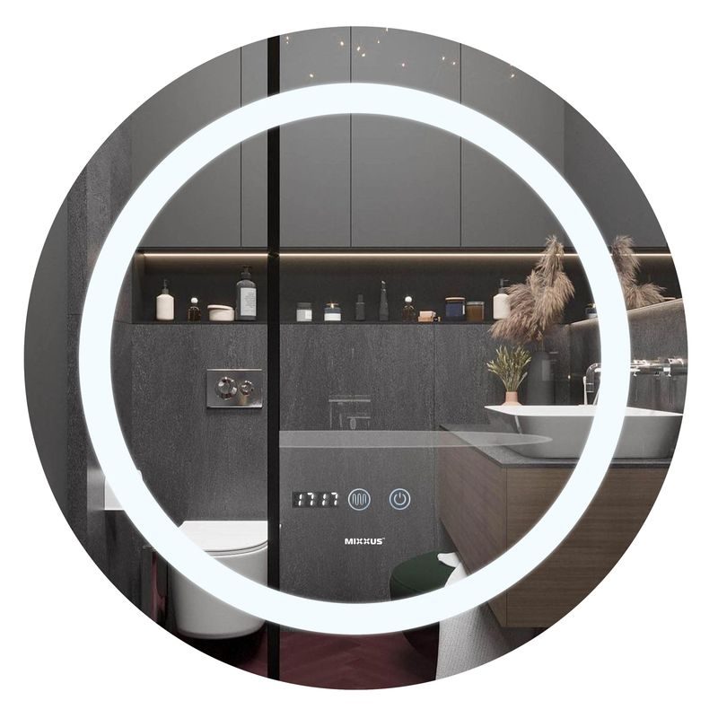 KOUPELNOVÉ ZRCADLO S LED OSVĚTLENÍM, PROTIZAMLŽOVACÍ FUNKCÍ, REGULACÍ JASU A HODINKAMI, MC02-80 PLAI | MC02-80 PLAIN PROCRAFT - ZRCADLA - SANITA