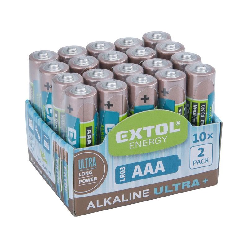 EXTOL ENERGY BATERIE ALKALICKÉ, 20KS, 1,5V AAA (LR03), 42012 - BATERIE AA, AAA, 9V ... - DŮM A DOMÁCNOST, ELEKTRO..