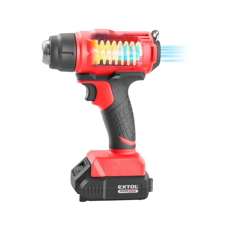 EXTOL PREMIUM PISTOLE HORKOVZDUŠNÁ AKU SHARE20V, 550°C, 20V LI-ION, 2AH, 8891866 - AKU SPECIALITY - AKU NÁŘADÍ