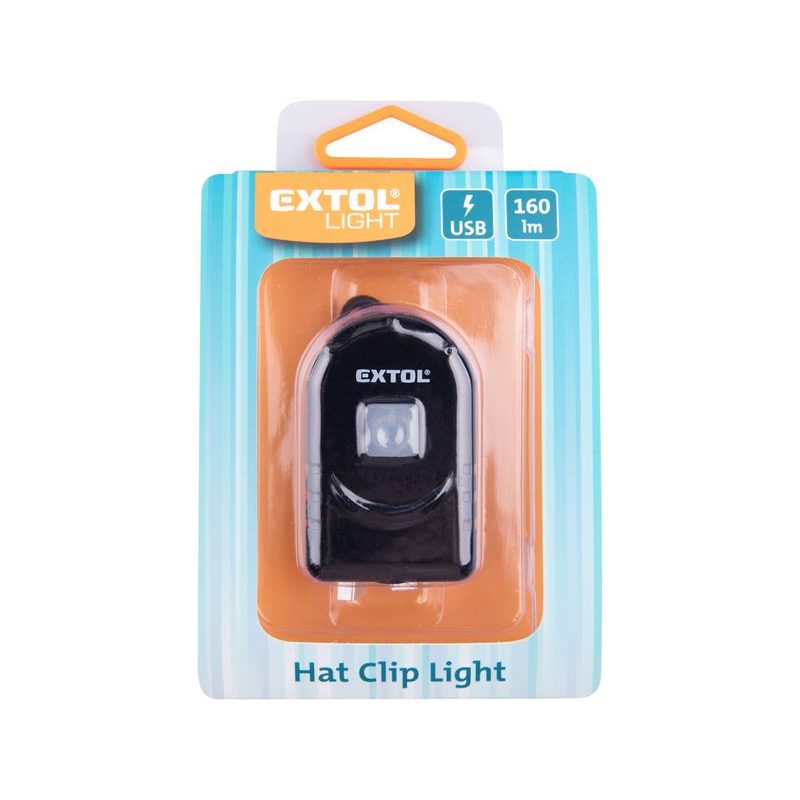 EXTOL LIGHT SVĚTLO NA ČEPICI S KLIPEM, 160LM, USB NABÍJENÍ, 43182 - ČEPICE, KŠILTOVKY, PONOŽKY A JINÉ - PŘÍSLUŠENSTVÍ