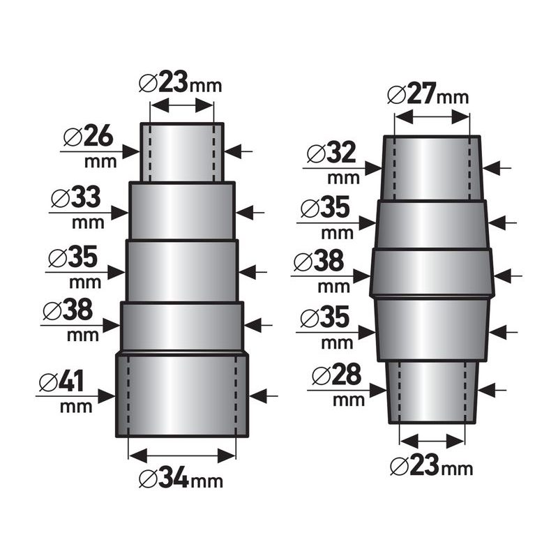 EXTOL PREMIUM ADAPTÉRY K ODSÁVÁNÍ, SADA 2KS, ⌀VNĚJŠÍ: 26-41/28-38MM, 8807100 - PRO ODSAVAČE - PŘÍSLUŠENSTVÍ