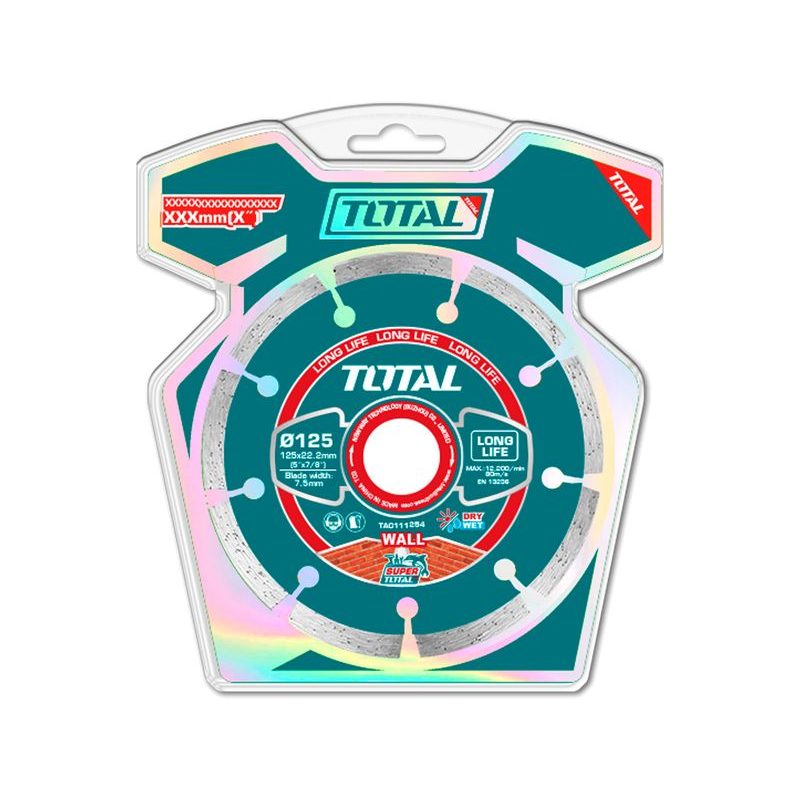 TOTAL TOT KOTOUČ DIAMANTOVÝ ŘEZNÝ SEGMENTOVÝ, FAST CUT, SUCHÉ I MOKRÉ ŘEZÁNÍ, 125MM, INDUSTRIAL, TAC111254 - DIA KOTOUČ 125 MM - PŘÍSLUŠENSTVÍ