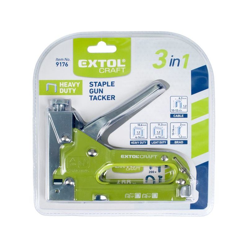 EXTOL CRAFT PISTOLE SPONKOVACÍ 3FUNKČNÍ, 4-14MM/TL. 1,2MM, 9176 - SPONKOVACÍ PISTOLE A SPONY - RUČNÍ NÁŘADÍ