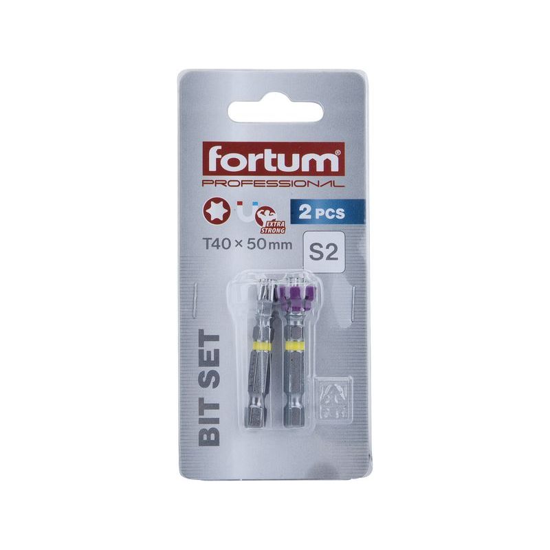 FORTUM HROTY SADA 2KS TORX S MAGNETICKÝM KLOBOUČKEM, T 40X50MM, S2, 4741489 - BITY A SADY BITŮ - PŘÍSLUŠENSTVÍ
