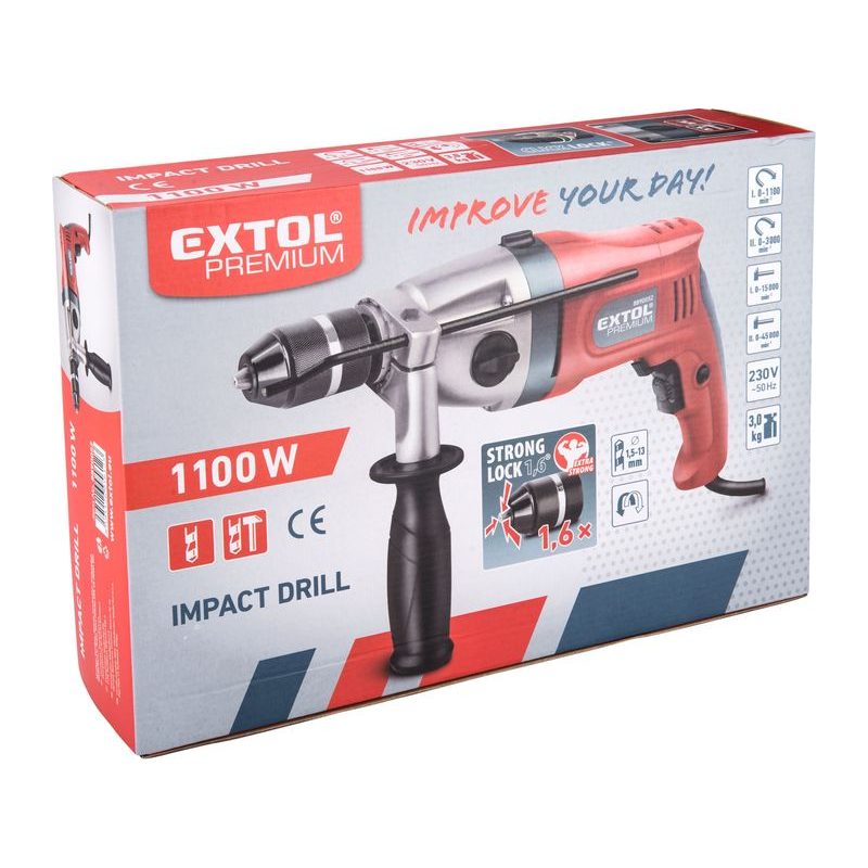 EXTOL PREMIUM ID 1100 CF VRTAČKA S PŘÍKLEPEM, CLICK-LOCK, 1100W, 8890052 - PŘÍKLEPOVÉ VRTAČKY - ELEKTRICKÉ NÁŘADÍ