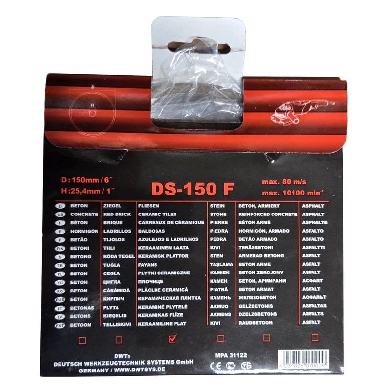 DWT DS-150 F DIAMANTOVÝ ŘEZNÝ KOTOUČ ( 150 X 25,4 MM ) - PŘÍSLUŠENSTVÍ DWT - NÁHRADNÍ DÍLY