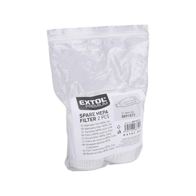 EXTOL PREMIUM FILTR NÁHRADNÍ HEPA, 2KS, 8891872A - PRO PILY EXTOL - NÁHRADNÍ DÍLY
