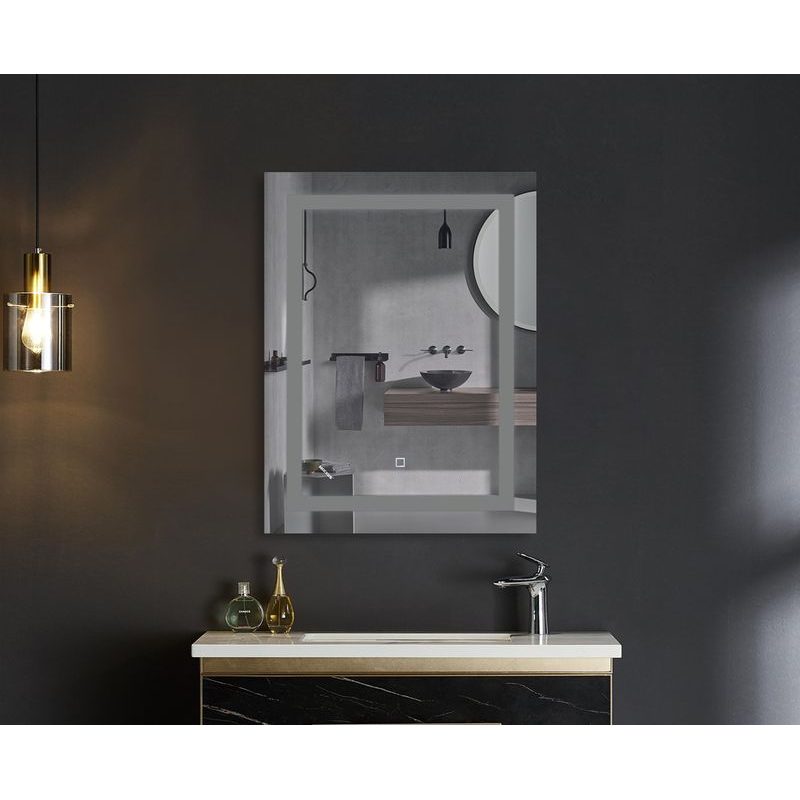 KOUPELNOVÉ ZRCADLO S LED OSVĚTLENÍM, PROTIZAMLŽOVACÍ FUNKCÍ A REGULACÍ JASU, MR08-80×60-REVERSE TALL | MR08-80×60-REVERSE TALL PROCRAFT - ZRCADLA - SANITA