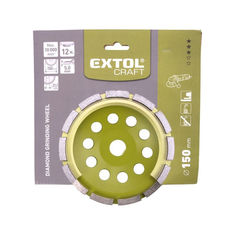 EXTOL CRAFT KOTOUČ DIAMANTOVÝ BRUSNÝ JEDNOŘADÝ, O 150X22,2MM, 903016 - DIAMATOVÉ KOTOUČE - BRUSNÉ - PŘÍSLUŠENSTVÍ