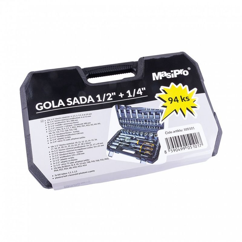 GOLA SADA 1/2" + 1/4" - 94KS V PLASTOVÉM KUFRU - GOLA SADY - RUČNÍ NÁŘADÍ