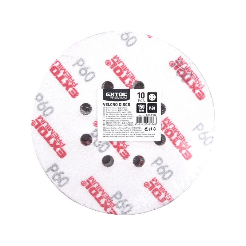 EXTOL PREMIUM PAPÍRY BRUSNÉ VÝSEK, SUCHÝ ZIP, BAL. 10KS, 150MM, P60, 8803582 - BRUSNÝ PAPÍR 150 MM - PŘÍSLUŠENSTVÍ