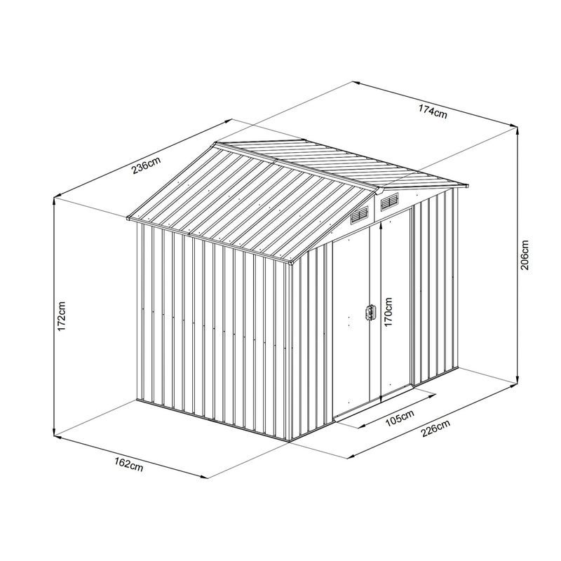 RIWALL PRO RMSA 6X8 ANTHRACITE ZAHRADNÍ DOMEK KOVOVÝ 2,4 X 1,7 M SE SEDLOVOU STŘECHOU ANTRACIT - ZAHRADNÍ DOMKY - DŮM A DOMÁCNOST, ELEKTRO..