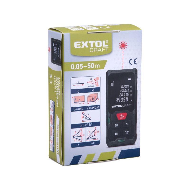 EXTOL CRAFT METR LASEROVÝ DIGITÁLNÍ 50M, 920202 - LASEROVÉ MĚŘIČE VZDÁLENOSTI - MĚŘÍCÍ TECHNIKA