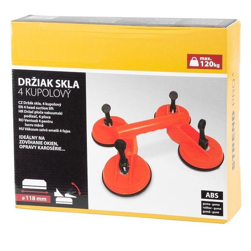 DRŽÁK NA SKLO 4 PŘÍSAVKY, NOSNOST 120KG - PŘÍSAVKY NA SKLO - DÍLNA A GARÁŽ