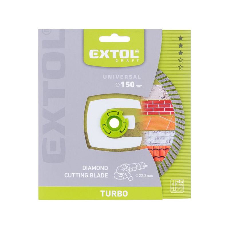 EXTOL CRAFT KOTOUČ DIAMANTOVÝ ŘEZNÝ, TURBO - SUCHÉ I MOKRÉ ŘEZÁNÍ, O 150X22,2X2,4MM, 903053 - DIA KOTOUČ 150 MM - PŘÍSLUŠENSTVÍ