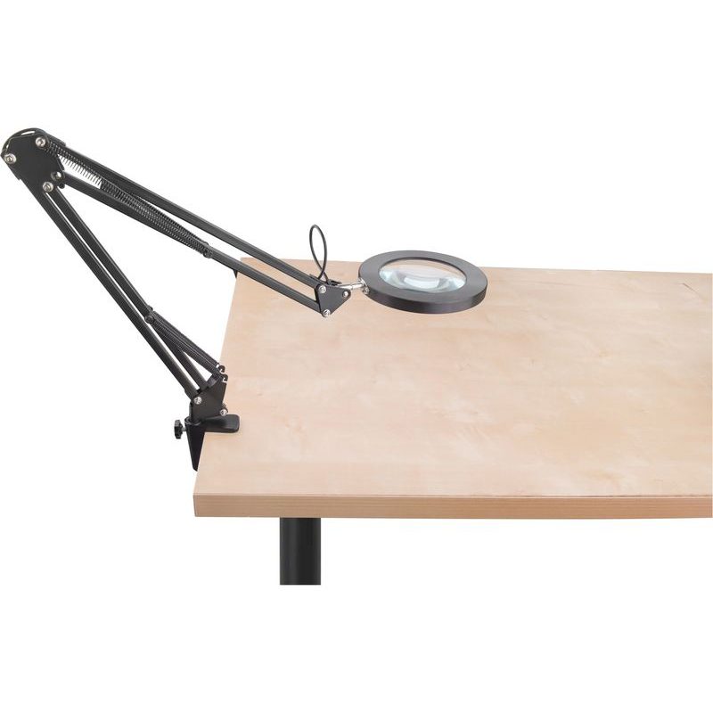 EXTOL LIGHT LAMPA STOLNÍ S LUPOU, USB NAPÁJENÍ, ČERNÁ, 2400LM, 3 BARVY SVĚTLA, 5X ZVĚTŠENÍ, 43160 - PRACOVNÍ SVĚTLA - PŘENOSKY - SVÍTIDLA