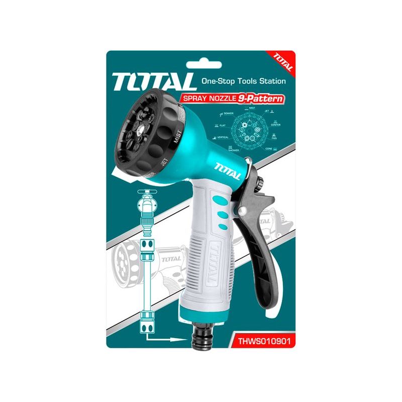 TOTAL POSTŘIKOVAČ ZAHRADNÍ - SPRCHA, 9FUNKČNÍ, ABS, THWS010901 - POSTŘIKOVACÍ HLAVICE - ZAHRADA