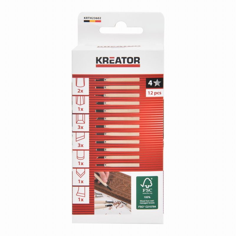KREATOR KRTH23602 MINI DLÁTA NA DŘEVO SADA 12KS - DLÁTA - RUČNÍ NÁŘADÍ