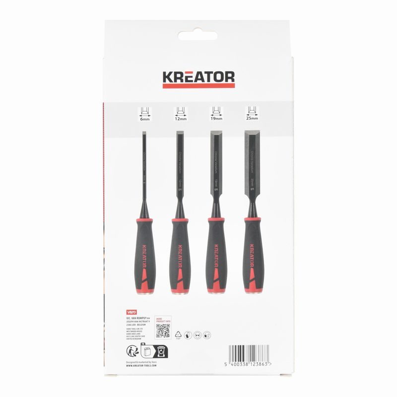 KREATOR KRTH23709 DLÁTA NA DŘEVO SADA 6, 12, 19, 25MM 4KS TPR - DLÁTA - RUČNÍ NÁŘADÍ