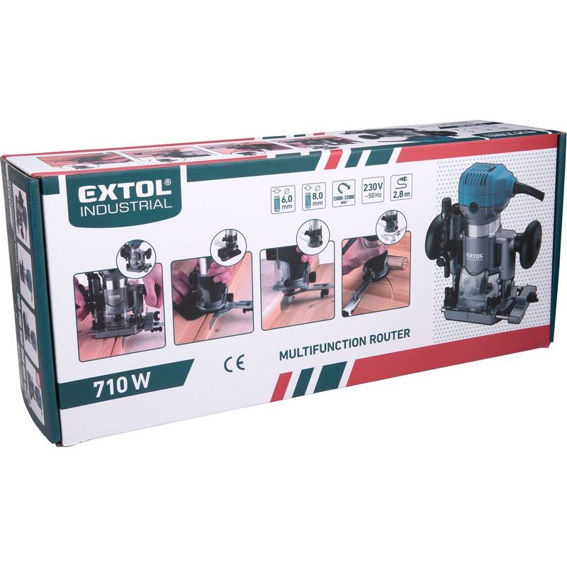 EXTOL INDUSTRIAL FRÉZKA MULTIFUNKČNÍ, 710W, KONSTANTNÍ SÍLA A OTÁČKY, POZVOLNÝ START, 8793302 - HORNÍ FRÉZKY - ELEKTRICKÉ NÁŘADÍ
