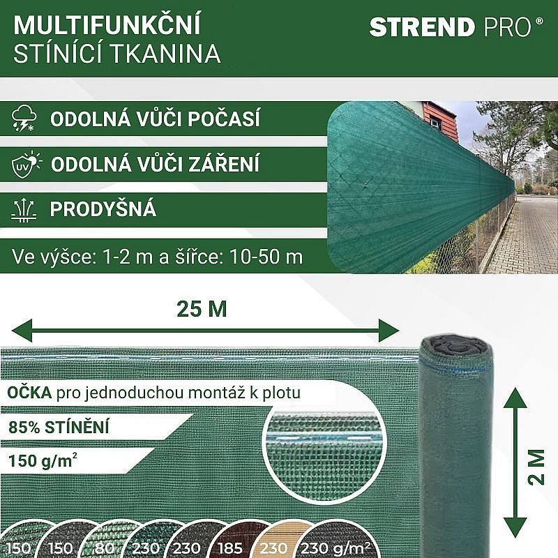 STÍNÍCÍ TKANINA 2,0X25M, 150G/M2, UV, STÍNĚNÍ 85% - ZAHRADNÍ TEXTILIE, TKANINY - ZAHRADA