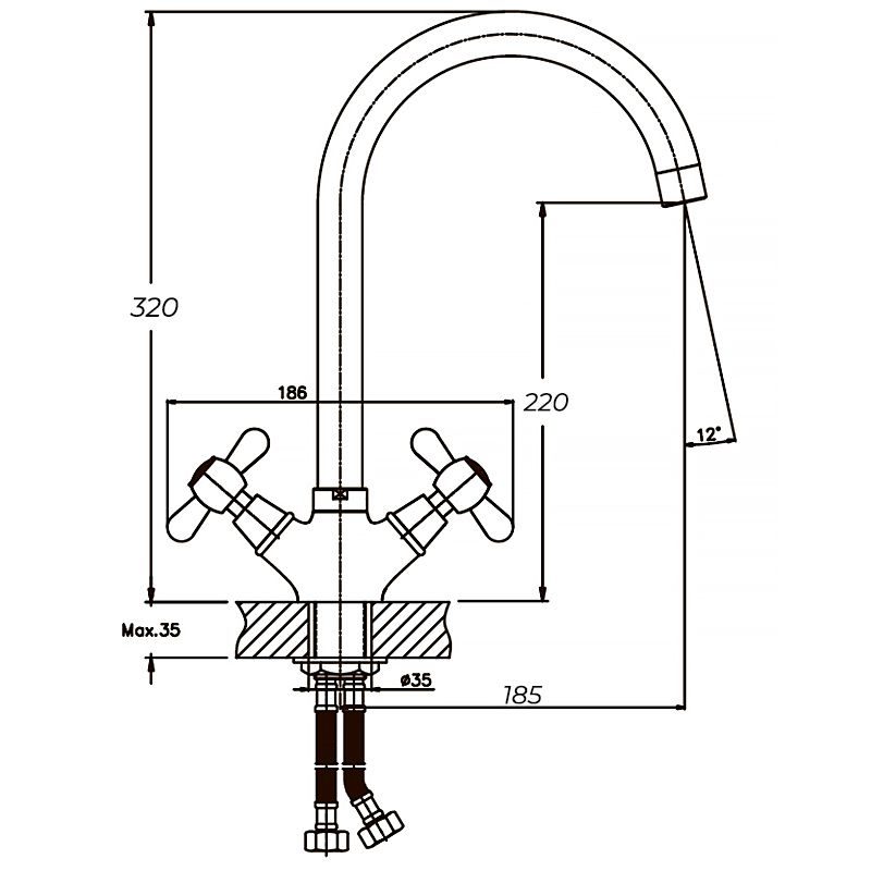DŘEZOVÁ BATERIE MIXXUS PREMIUM DOMINOX 275 (NUT) | DOMINOX 275 (NUT) PROCRAFT - DŘEZOVÉ BATERIE - SANITA