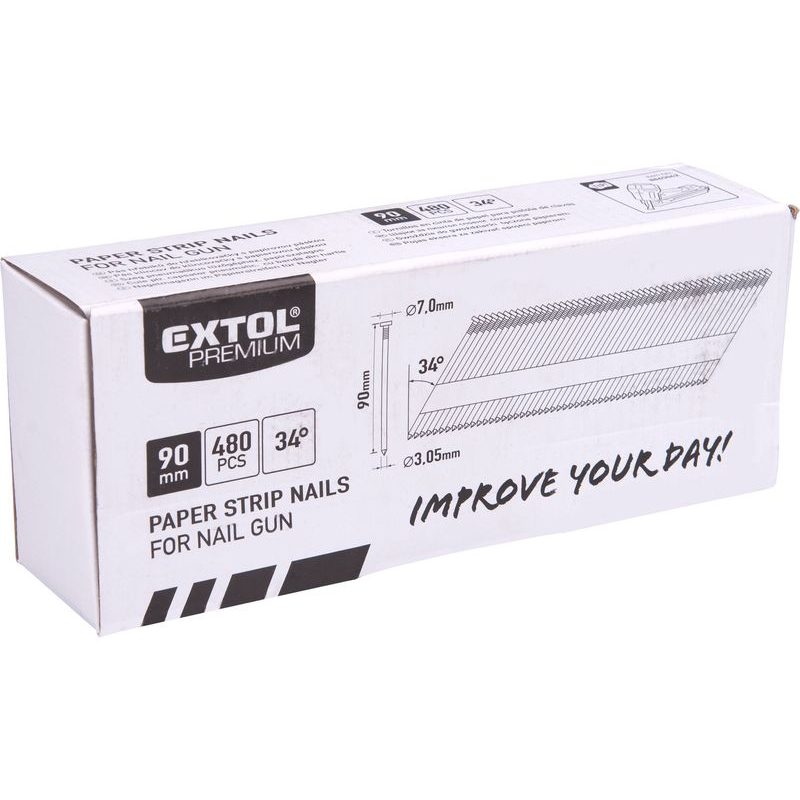EXTOL PREMIUM HŘEBÍK NASTŘELOVACÍ, 480KS, 90MM, ⌀3,05MM, VROUBKOVANÝ, 8862605 - PÁSKOVANÉ HŘEBÍKY - PŘÍSLUŠENSTVÍ
