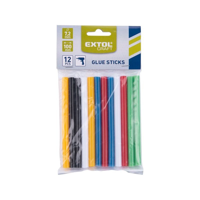EXTOL CRAFT TYČINKY TAVNÉ, MIX BAREV, PR.7,2X100MM, 12KS, 9908 - CÍN, PÁJECÍ HROTY, TAVNÉ TYČINKY - PŘÍSLUŠENSTVÍ