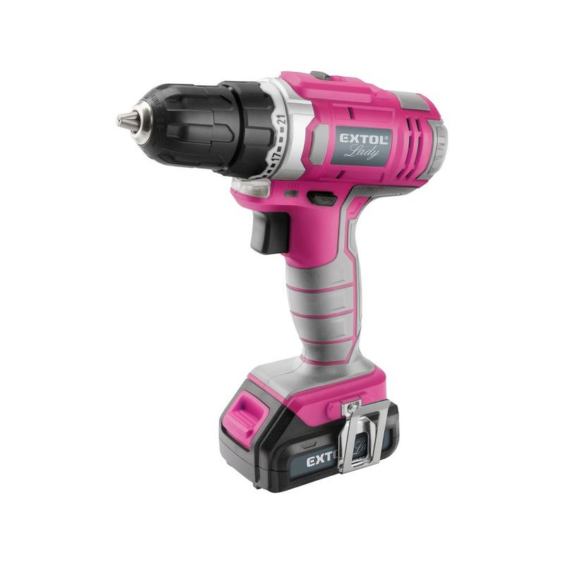 EXTOL LADY VRTACÍ ŠROUBOVÁK AKU, RŮŽOVÝ, 12V LI-ION, 1300MAH, V TAŠCE, 402401 - HOBBY AKU VRTAČKY - AKU NÁŘADÍ
