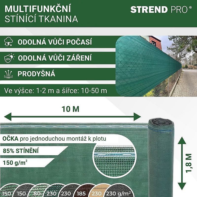 STÍNÍCÍ TKANINA 1,8X10M, 150G/M2, UV, STÍNĚNÍ 85% - ZAHRADNÍ TEXTILIE, TKANINY - ZAHRADA