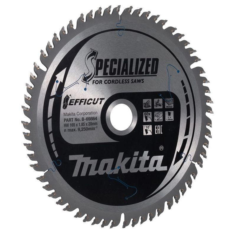 MAKITA B-69864 - KOTOUČ PILOVÝ DŘEVO EFFICUT 165X1.85X20MM 60Z = OLD B-69858 - PILOVÉ KOTOUČE EFFICUT - MAKITA-SHOP