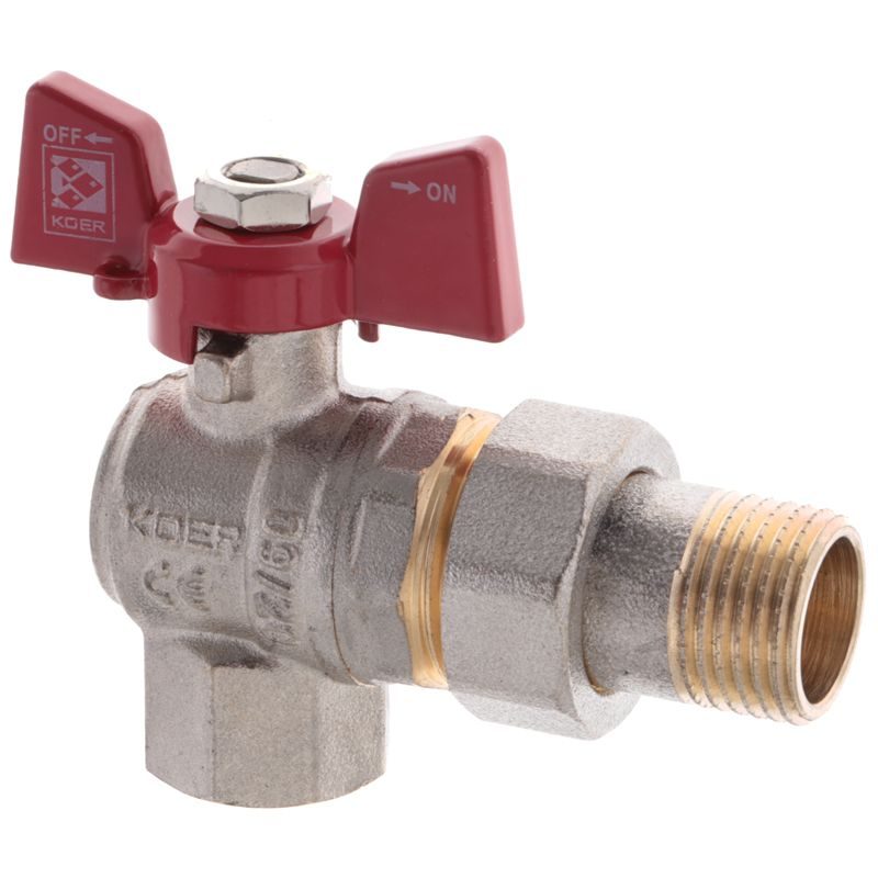 KULOVÝ KOHOUT SE ŠROUBENÍM, ROHOVÝ, MOTÝL, ČERVENÝ, KR.228 1/2"FM | KR.228 1/2"FM PROCRAFT - PŘÍSLUŠENSTVÍ (KOHOUTY, ŠROUBENÍ,...) - SANITA