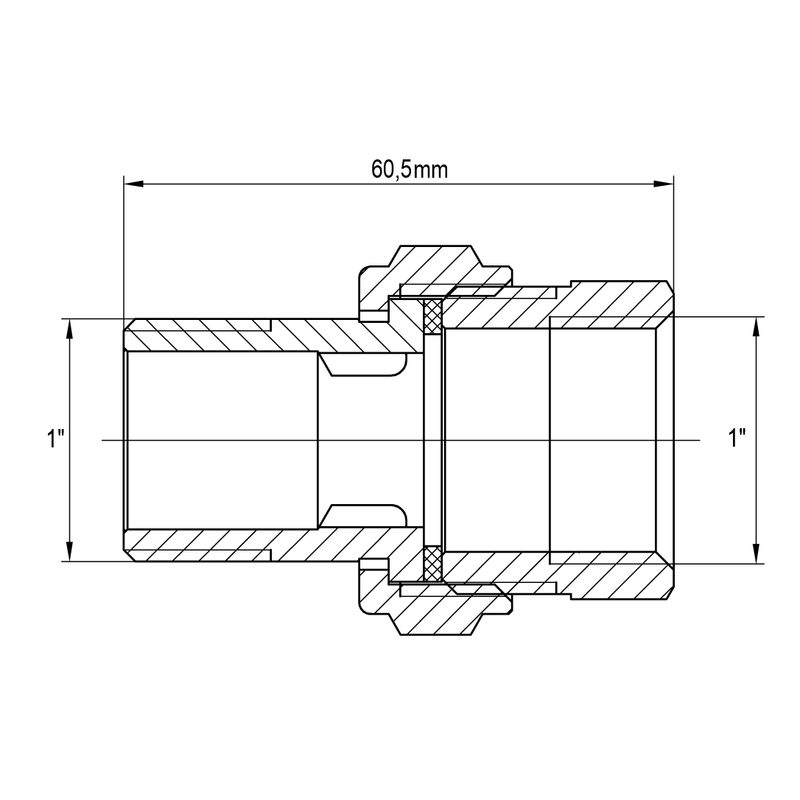 ŠROUBENÍ, PŘÍMÉ, PLOCHÉ TĚSNĚNÍ, KR.343 1" | KR.343 1" PROCRAFT - PŘÍSLUŠENSTVÍ (KOHOUTY, ŠROUBENÍ,...) - SANITA