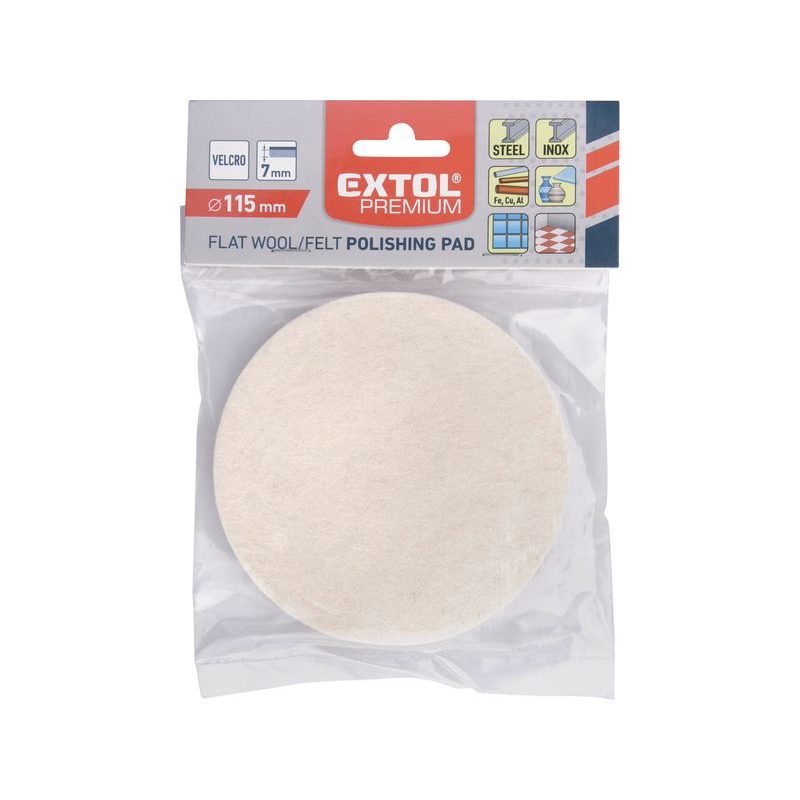 EXTOL PREMIUM VÝSEK LEŠTÍCÍ FILCOVÝ/PLSTĚNÝ, SUCHÝ ZIP, O 115X7MM, 8803596 - PRO ÚHLOVÉ BRUSKY - PŘÍSLUŠENSTVÍ